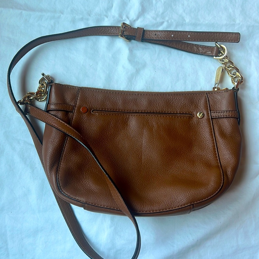 Michael Kors Cognac Brown Pebbled Leather Crossbody